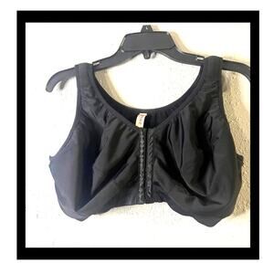 Cacique Black Sports Bra Womens 44DD Front Closure Wide Padded Strap Gym Workout